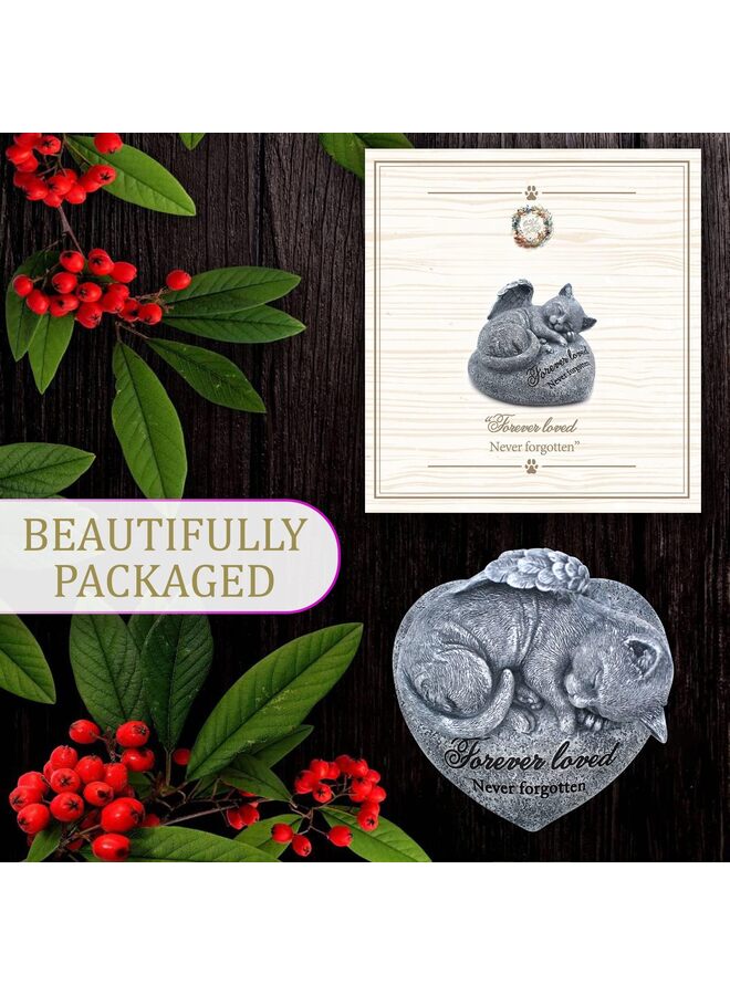 تمثال حديقة القطط - حجر تذكاري للحيوانات الأليفة - علامة قبر القطط - هدية تذكارية معبأة بشكل جميل، شواهد قبور للقطط أو هدية تعاطف لفقدان قطة، حجر مشي لقطة نائمة - Image 2