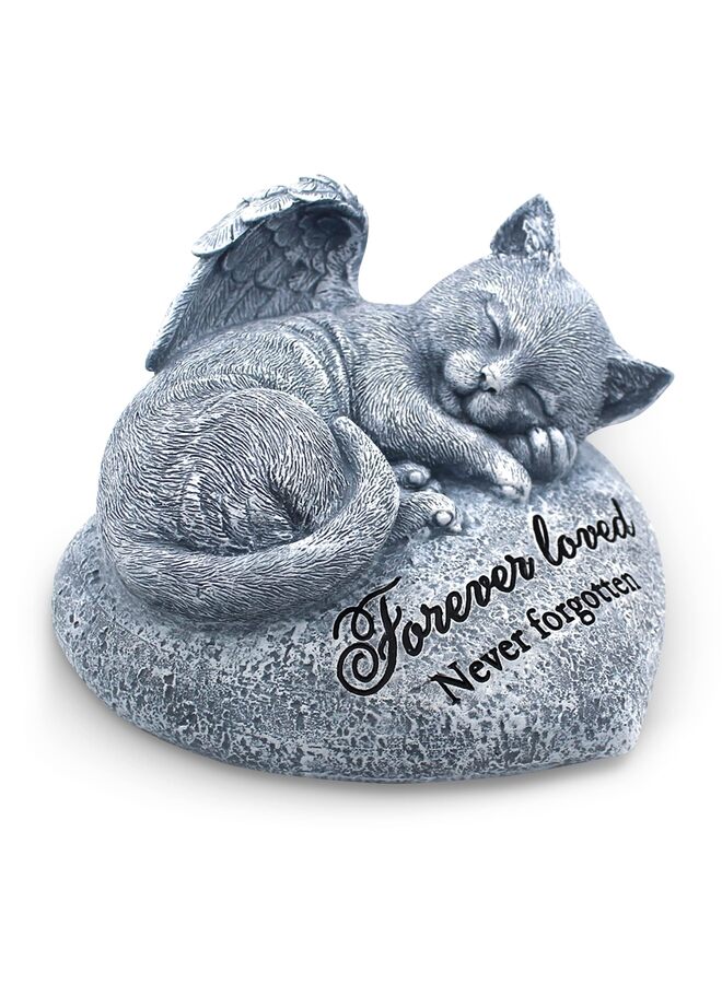 تمثال حديقة القطط - حجر تذكاري للحيوانات الأليفة - علامة قبر القطط - هدية تذكارية معبأة بشكل جميل، شواهد قبور للقطط أو هدية تعاطف لفقدان قطة، حجر مشي لقطة نائمة - Image 1