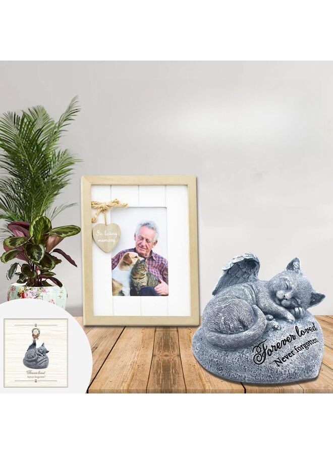 تمثال حديقة القطط - حجر تذكاري للحيوانات الأليفة - علامة قبر القطط - هدية تذكارية معبأة بشكل جميل، شواهد قبور للقطط أو هدية تعاطف لفقدان قطة، حجر مشي لقطة نائمة - Image 5