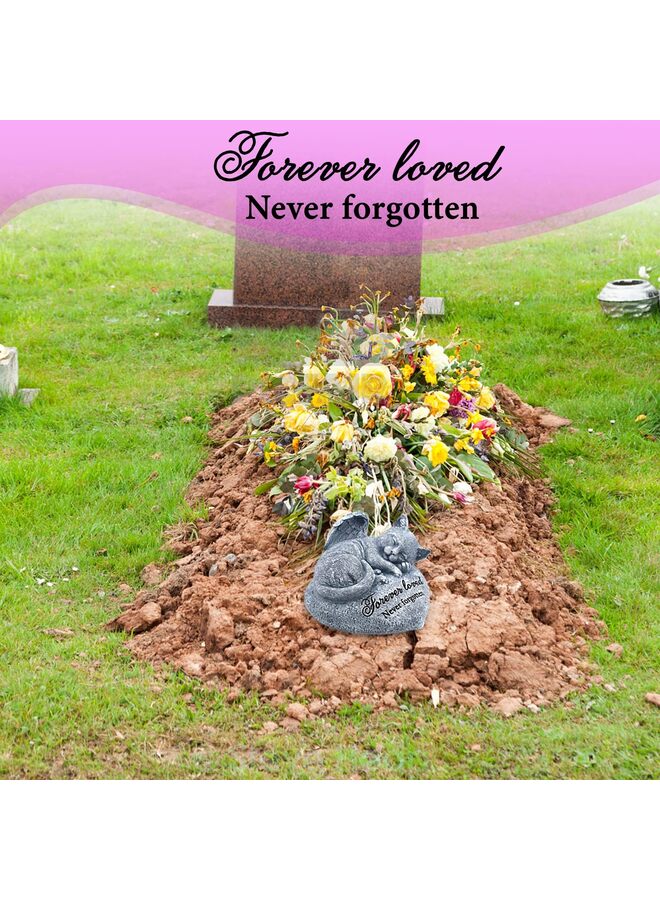 تمثال حديقة القطط - حجر تذكاري للحيوانات الأليفة - علامة قبر القطط - هدية تذكارية معبأة بشكل جميل، شواهد قبور للقطط أو هدية تعاطف لفقدان قطة، حجر مشي لقطة نائمة - Image 4