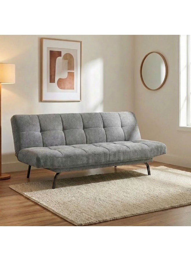DANUBE HOME Nuvon 3 Seater Fabric Sofabed | Convertible Sleeping Sofa Bed | Comfortable Living Room Furniture L185xW92xH82cm - Light Grey - Image 1