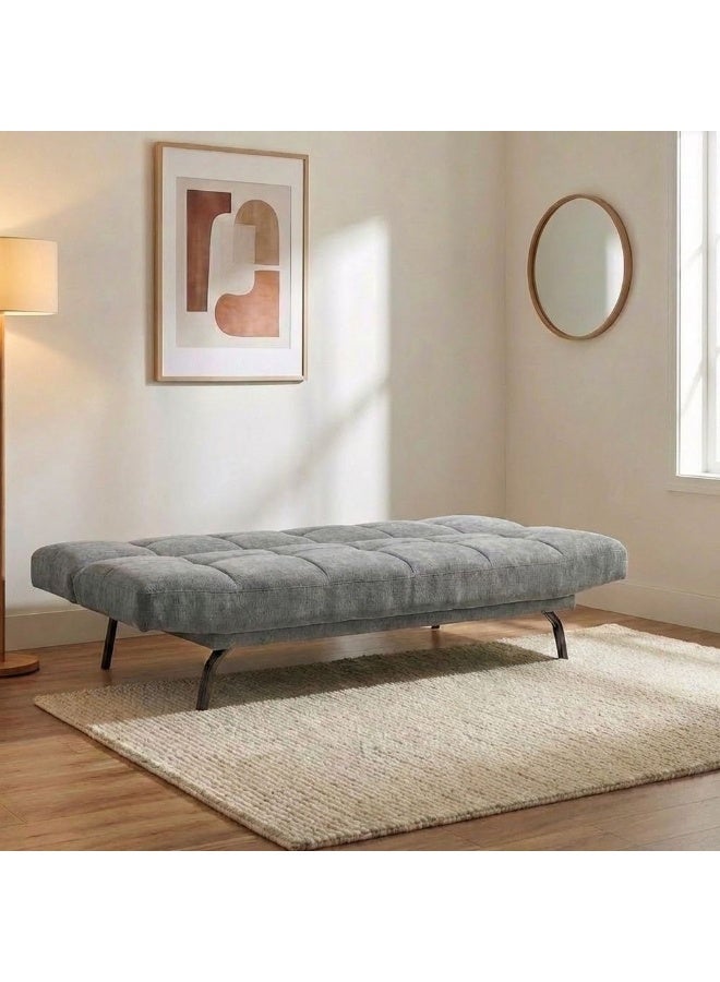 DANUBE HOME Nuvon 3 Seater Fabric Sofabed | Convertible Sleeping Sofa Bed | Comfortable Living Room Furniture L185xW92xH82cm - Light Grey - Image 5