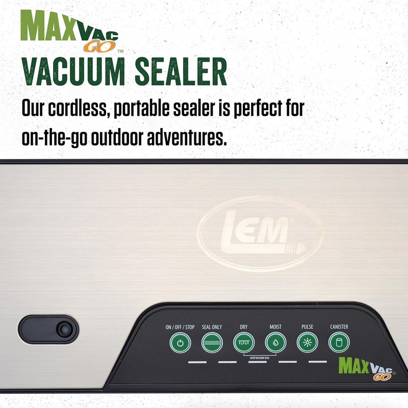 LEM Products MaxVac Go Cordless Plastic Vacuum Sealer with 118 Inch Seal Bar Silver and Black - Image 2