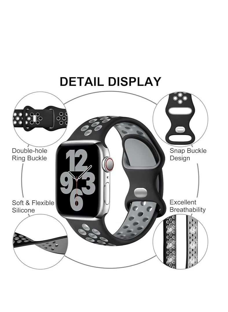 Generic - Strap Compatible with Apple Watch Band 49mm 45mm 44mm 42mm  Breathable Silicone Sport Replacement Wristband Strap for iWatch Ultra/Ultra2 Series 9/8/7/6/5/4/3/2/1/SE/SE2 - Image 1
