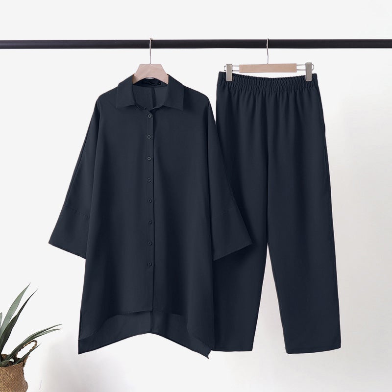 Shirt Suit Female Malaysian Muslim Women'S Clothes Plus Size Women'S Fashion Casual Two-Piece Suit - Image 1