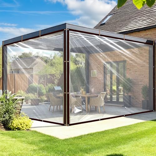 Vteyeya Tarps Heavy Duty Waterproof - 10x12 Clear Vinyl Tarp with Grommets for Outdoors Large Plastic Tarpaulin for Greenhouse Patio Porch Cover Chicken Coop Covers - Image 1