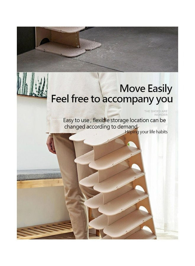 RollsTimi  Multi Steps Adjustable Plastic Shoe Organizer Rack Beige  - Image 3