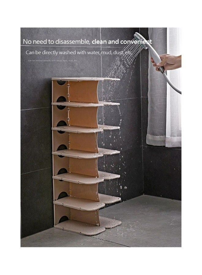 RollsTimi  Multi Steps Adjustable Plastic Shoe Organizer Rack Beige  - Image 4