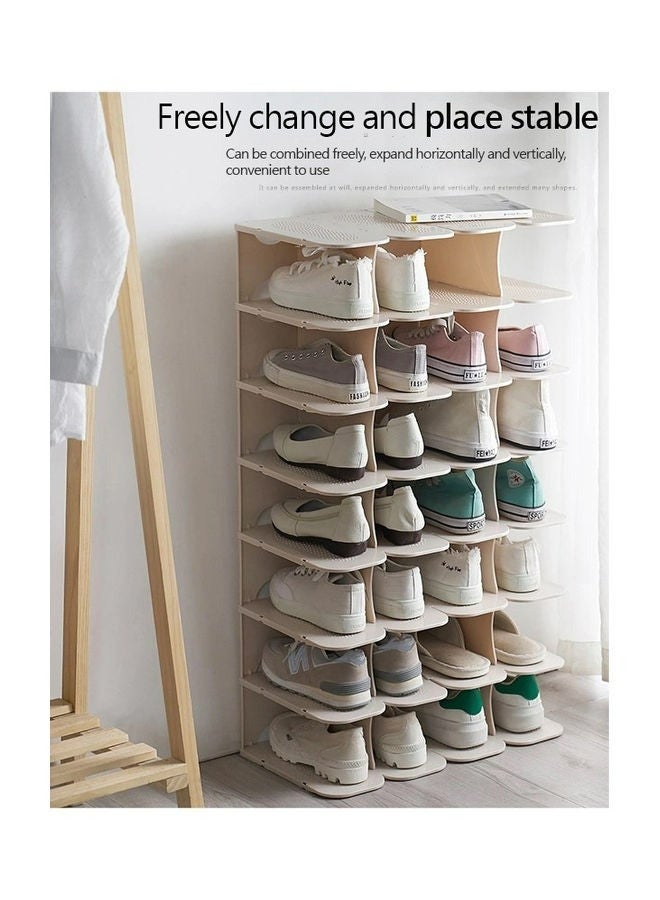 RollsTimi  Multi Steps Adjustable Plastic Shoe Organizer Rack Beige  - Image 1