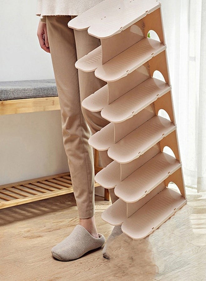 RollsTimi  Multi Steps Adjustable Plastic Shoe Organizer Rack Beige  - Image 2