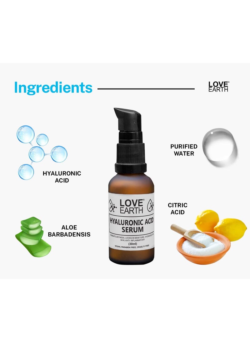 Love Earth Hyaluronic Acid Serum With Organic Aloe Vera & Essential Oils For Moisturised, Nourished & Hydrated Skin 30 ML - Image 4