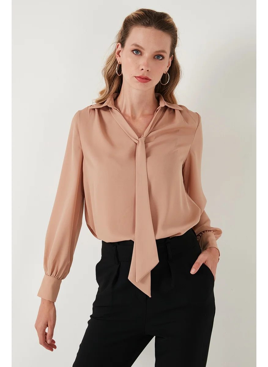 Lela Tie Detailed V Neck Chiffon Shirt Women's SHIRT 611BZ0047