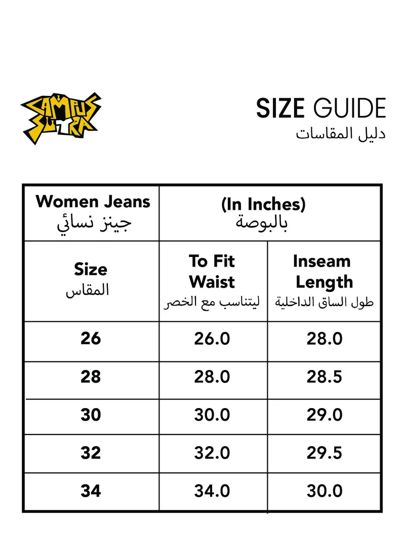 كامبوس سوترا جينز كارغو نسائي أزرق بروسي مستقيم مريح للارتداء اليومي بـ  جيوب وغسيل متوسط وإغلاق بأزرار