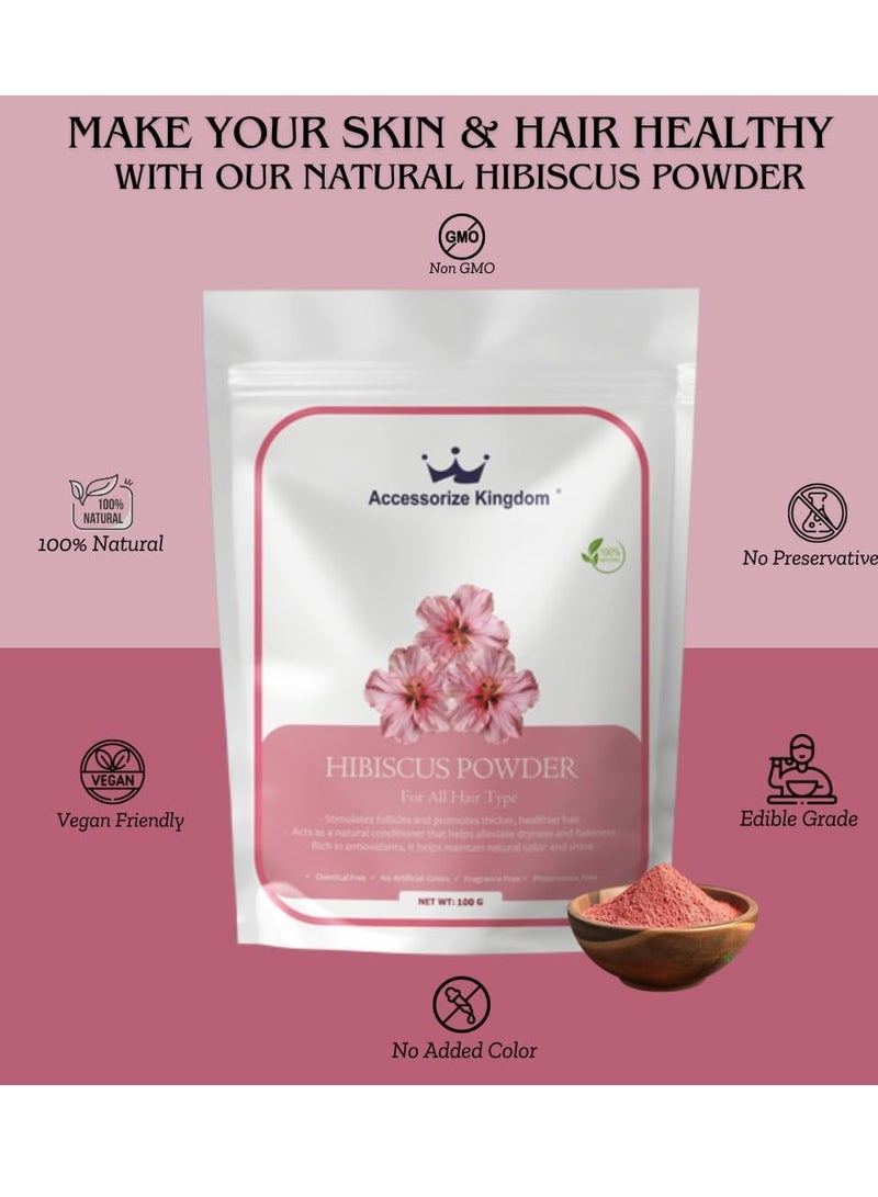 Hibiscus Powder (100gm) – 100% Natural & Pure | Suitable for Hair | Promotes Hair Growth, Strengthens Roots & Nourishes Scalp | Supports Healthy, Thicker & Shinier Hair
