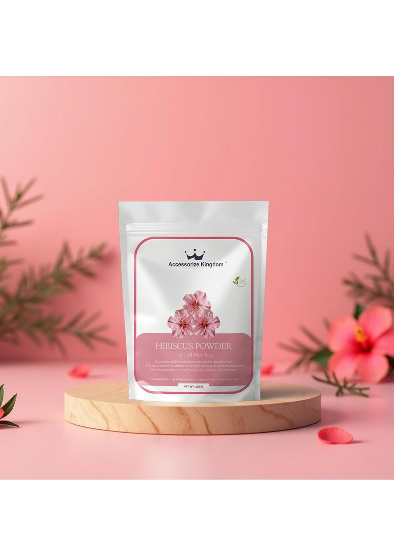 Hibiscus Powder (100gm) – 100% Natural & Pure | Suitable for Hair | Promotes Hair Growth, Strengthens Roots & Nourishes Scalp | Supports Healthy, Thicker & Shinier Hair