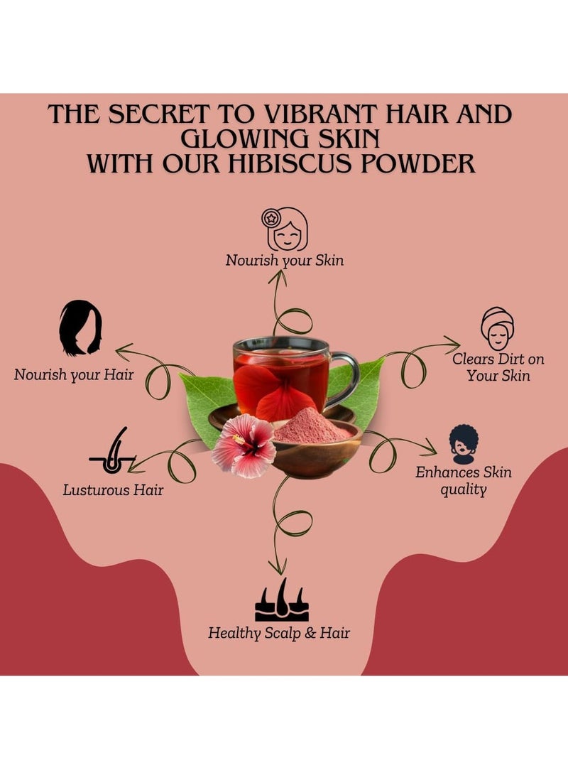 Hibiscus Powder (100gm) – 100% Natural & Pure | Suitable for Hair | Promotes Hair Growth, Strengthens Roots & Nourishes Scalp | Supports Healthy, Thicker & Shinier Hair
