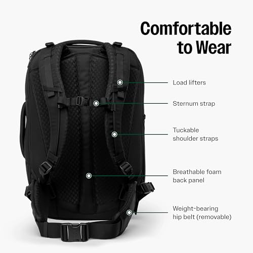 Tortuga 40L Travel Backpack Lite, Black - Large Carry-On Travel Backpack for Men and Women - Durable, Comfortable, Easy to Pack, Airline-Approved Bag with Laptop Compartment - Image 3