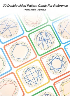 YelaJoy Toys Wooden Geoboard, Montessori Educational Toys Geometry Geoboard Elementary School, Educational Games for Children 3 4 5 6 Years Old,Interactive Games Gift for Girls  - Image 5