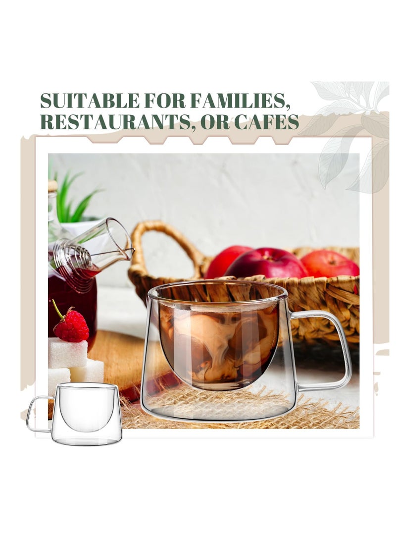 Generic - Double Wall Glass Coffee Mugs 6.8 oz, 6 Pcs Clear Insulated Coffee Mugs with Square Handle, Glass Heat Resistant Coffee Cups Tea Cups Gift Set for Espresso, Cappuccino, Latte, Tea, Beverage - Image 1