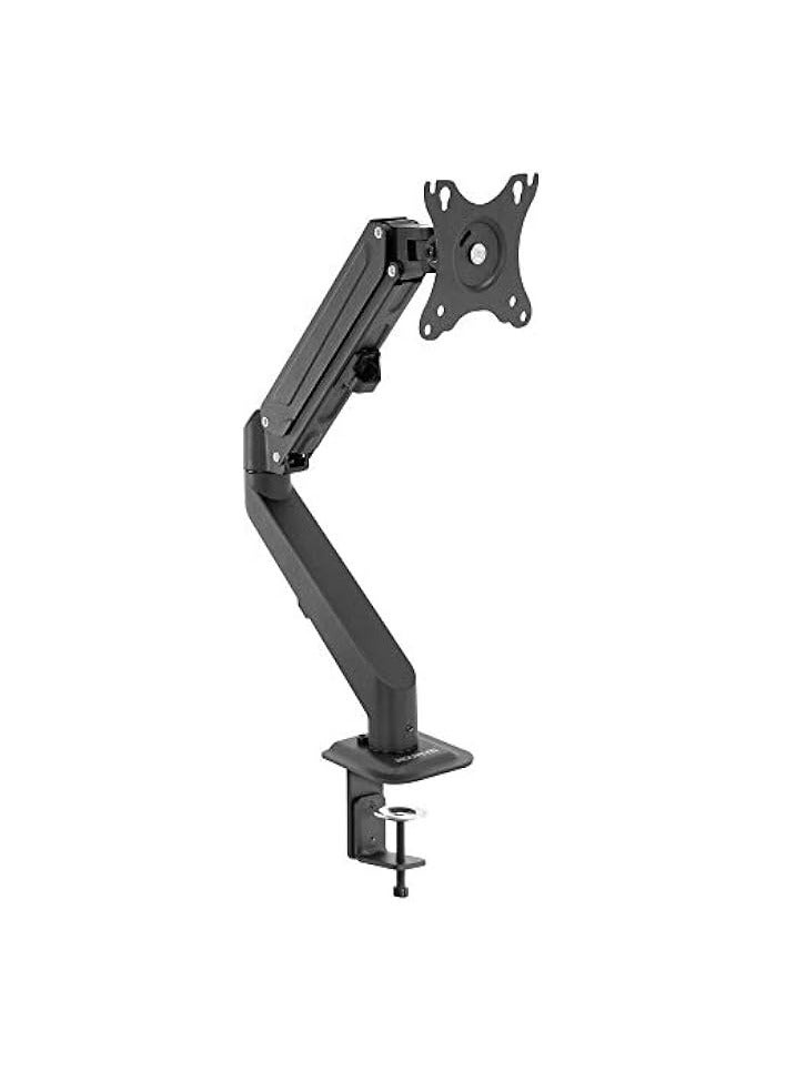 PROMASS Single Monitor Arm [21"-32" Displays] Full Motion Swivel, Gas Spring, Adjustable Desktop Computer Screen VESA Mount, Clamp Installation with Cable Management, 14.3lbs Weight Capacity (Black) - Image 1