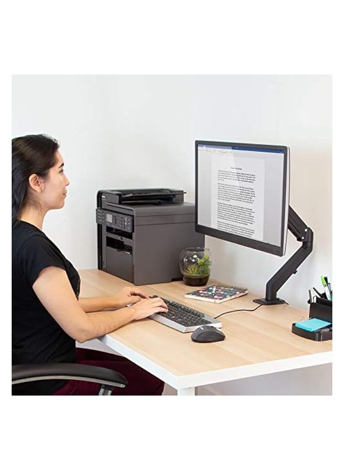 PROMASS Single Monitor Arm [21"-32" Displays] Full Motion Swivel, Gas Spring, Adjustable Desktop Computer Screen VESA Mount, Clamp Installation with Cable Management, 14.3lbs Weight Capacity (Black) - Image 2