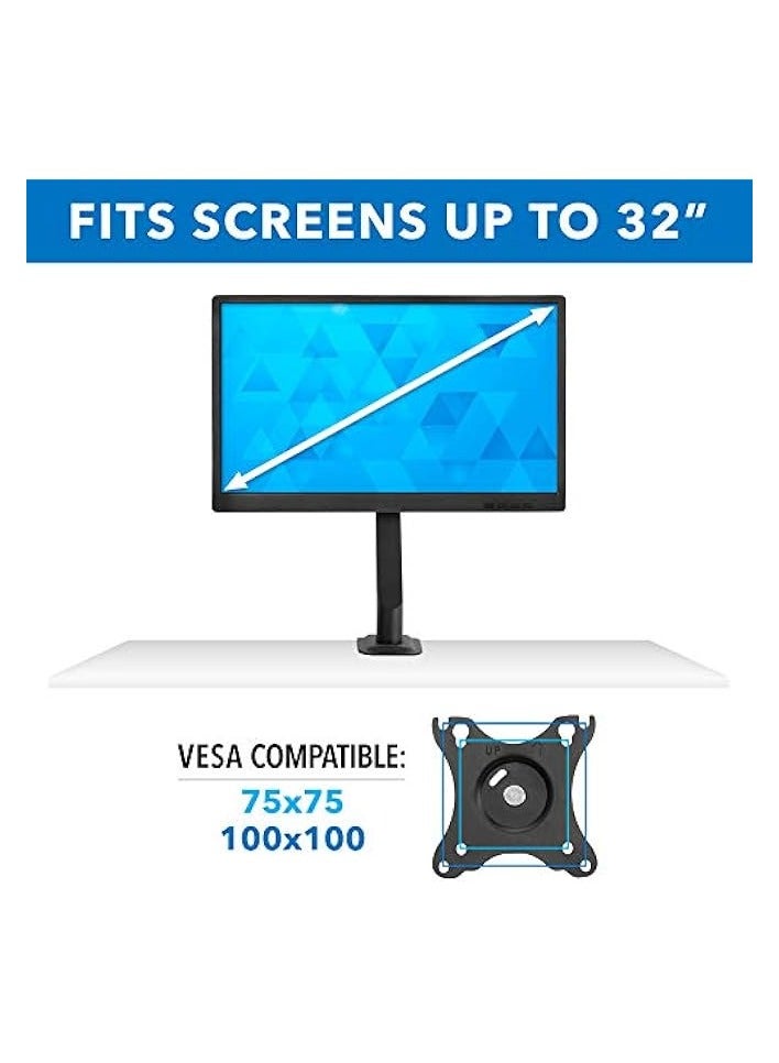 PROMASS Single Monitor Arm [21"-32" Displays] Full Motion Swivel, Gas Spring, Adjustable Desktop Computer Screen VESA Mount, Clamp Installation with Cable Management, 14.3lbs Weight Capacity (Black) - Image 4