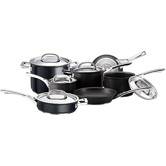 سركيولن 61107 طقم أواني طهي إنفينيت للطهي السريع والقلي من 7 قطع، أغطية غير لاصقة من الفولاذ المقاوم للصدأ، أواني طهي من الألومنيوم المؤكسد الصلب، ألومنيوم أسود - Image 1