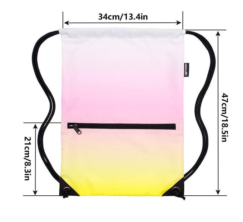HOLYLUCK Drawstring Backpack Bag Sport Gym Sackpack (gradient yellow pink) - Image 3