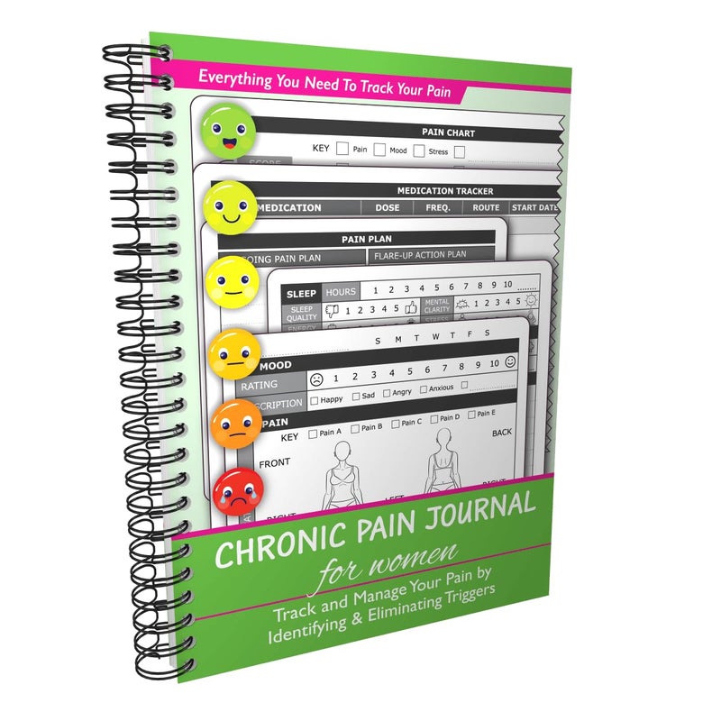 OptiLiving Publishing Chronic Pain Journal For Women â€“ Track and Manage Your Pain by Identifying & Eliminating Triggers | A5 Spiral Bound - Image 1