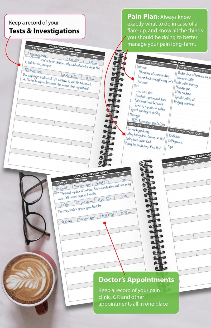 OptiLiving Publishing Chronic Pain Journal For Women â€“ Track and Manage Your Pain by Identifying & Eliminating Triggers | A5 Spiral Bound - Image 5