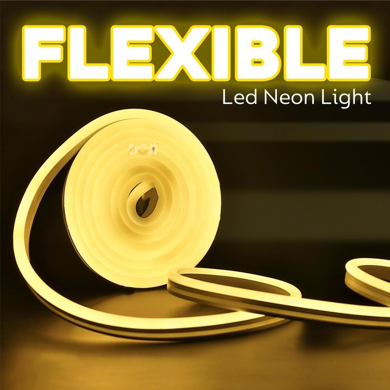 DOJI أضواء نيون LED مقاومة للماء شريط ضوء مرن لأغراض الزينة أضواء نيون لشريط مخصص للاسم ضوء حبل للاستخدام الداخلي والخارجي دافئ أبيض 4 متر - Image 3