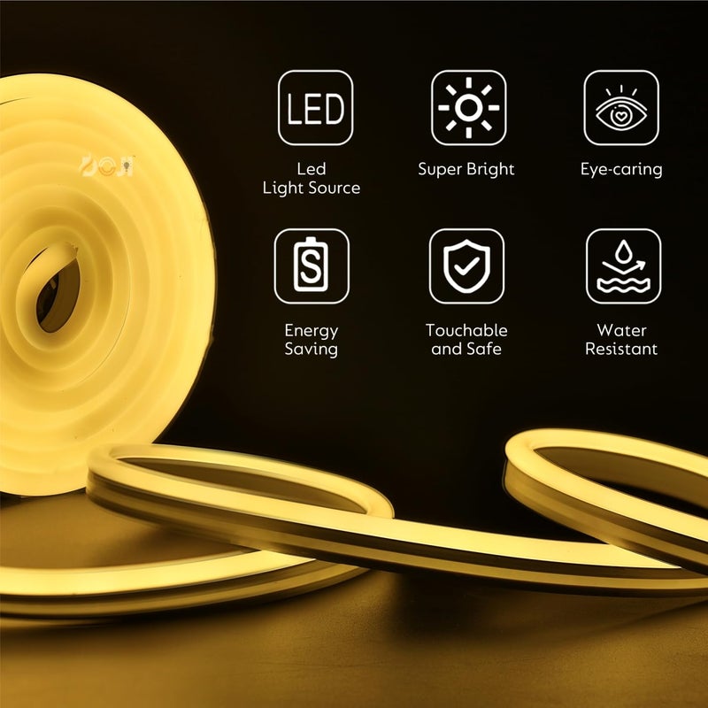 DOJI أضواء نيون LED مقاومة للماء شريط ضوء مرن لأغراض الزينة أضواء نيون لشريط مخصص للاسم ضوء حبل للاستخدام الداخلي والخارجي دافئ أبيض 4 متر - Image 4