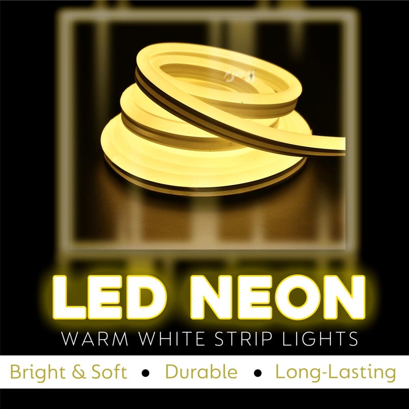 DOJI أضواء نيون LED مقاومة للماء شريط ضوء مرن لأغراض الزينة أضواء نيون لشريط مخصص للاسم ضوء حبل للاستخدام الداخلي والخارجي دافئ أبيض 4 متر - Image 2