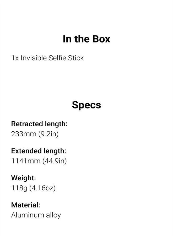Insta360 2-in-1 Invisible Selfie Stick + Tripod Compatible with X3, GO 2, ONE X2, ONE R, ONE X