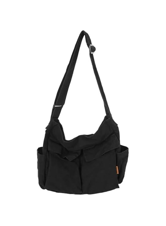 Arabest Canvas Messenger Bag Large Hobo Crossbody Bag with Multiple Pockets Casual Shoulder Tote Bag for Women and Men  - Image 1