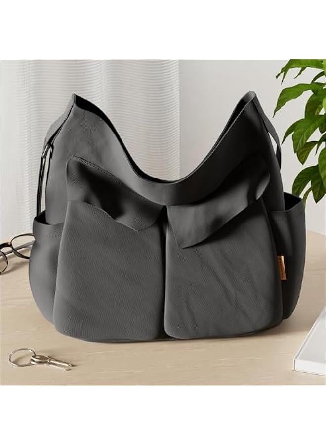 Arabest Canvas Messenger Bag Large Hobo Crossbody Bag with Multiple Pockets Casual Shoulder Tote Bag for Women and Men  - Image 2