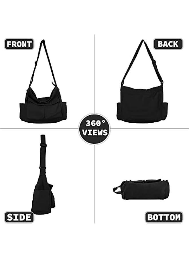 Arabest Canvas Messenger Bag Large Hobo Crossbody Bag with Multiple Pockets Casual Shoulder Tote Bag for Women and Men  - Image 4