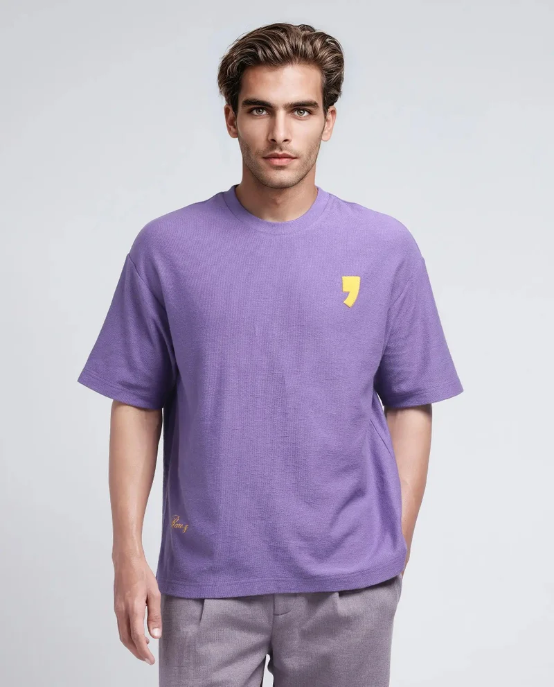 Rare Rabbit Men's Graphic Print Oversized T-Shirt