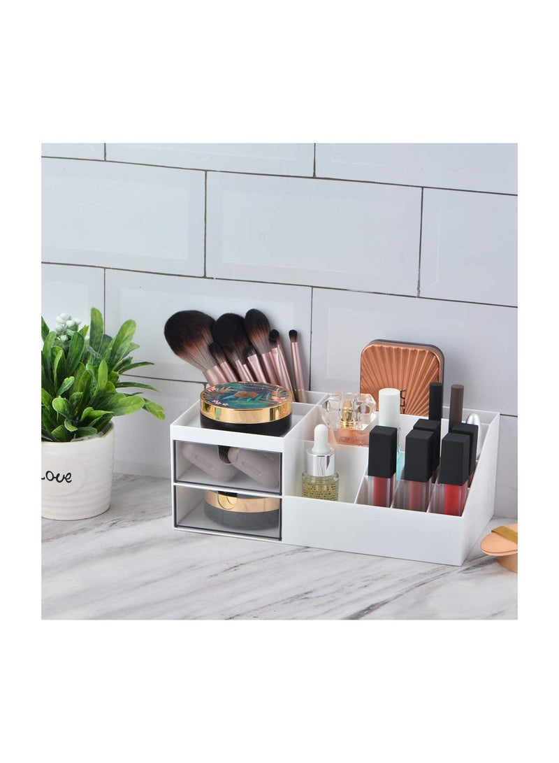 Dubkart Two layer storage box stationery storage box drawer, white 28x13x18cm - Image 2