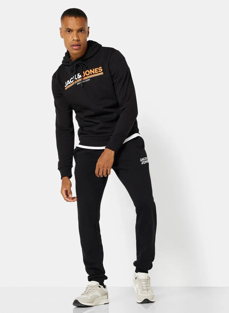 جاك اند جونز Logo Relaxed Fit Hoodie