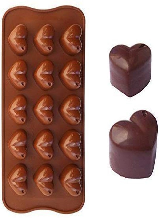 Homava 15 Slot Silicone Heart Shape Chocolate, Jelly Candy Mould,21.5 x 1.50 x 10.50 cm, Brown - Image 1