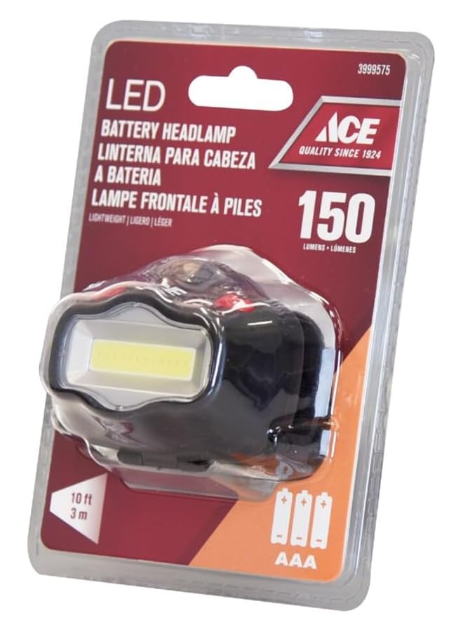 ACE High Quality 150 Lumens LED Battery Headlamp Black 3999575 - Image 1