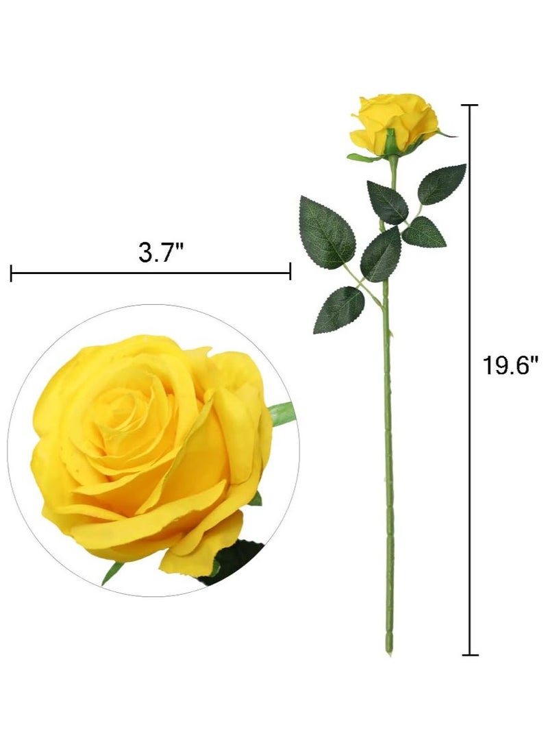 Home zone Artificial Silk Rose Flower Bouquet Lifelike Fake Rose for Wedding Home Party Decoration Event Gift 10pcs (Yellow)  - Image 4