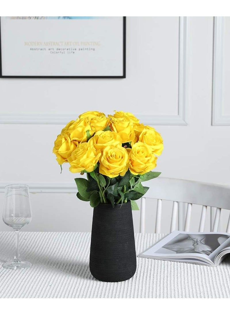Home zone Artificial Silk Rose Flower Bouquet Lifelike Fake Rose for Wedding Home Party Decoration Event Gift 10pcs (Yellow)  - Image 3