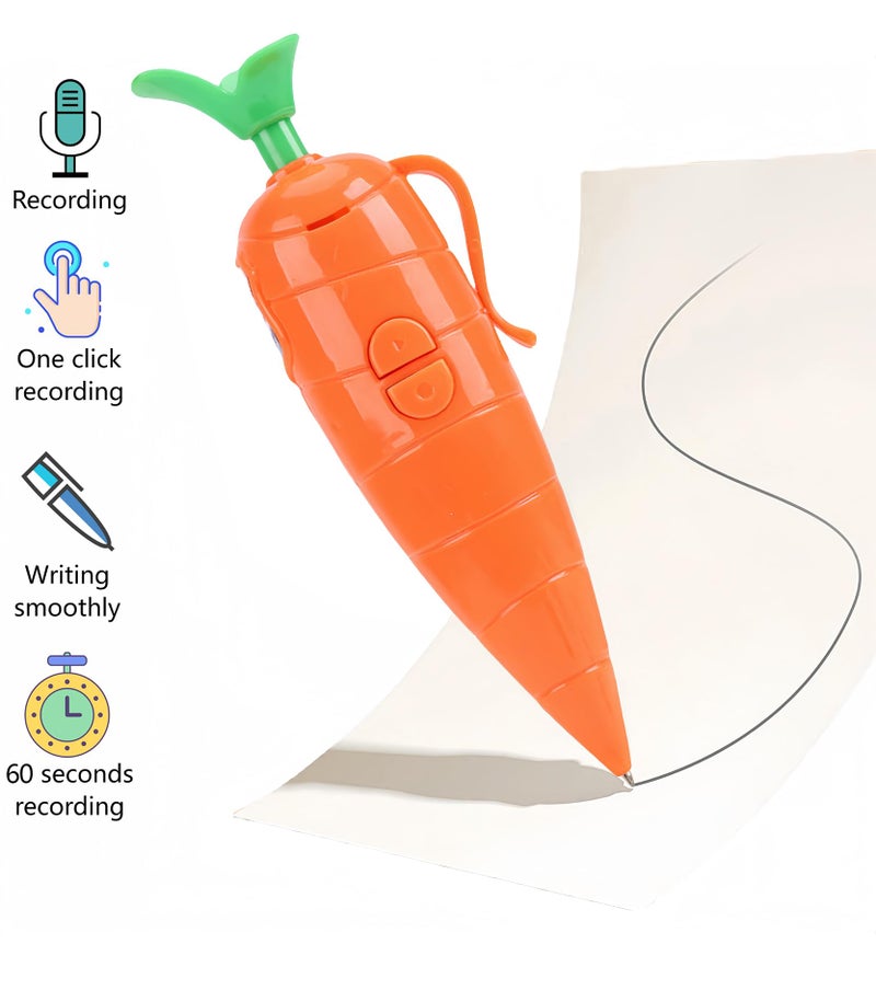 UMATRU 60-Second Voice Recorder with Playback & Audio Recorder Pen - Cute Carrot-Shaped Recorder Device, Smooth-Writing Ballpoint Pen - Fun & Creative Gift for Kids, Students, Teachers - Image 2