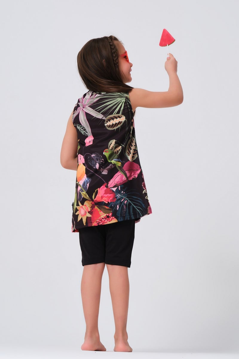 Alfasa Patterned Zero Sleeve Kids Swimsuit  - Image 1
