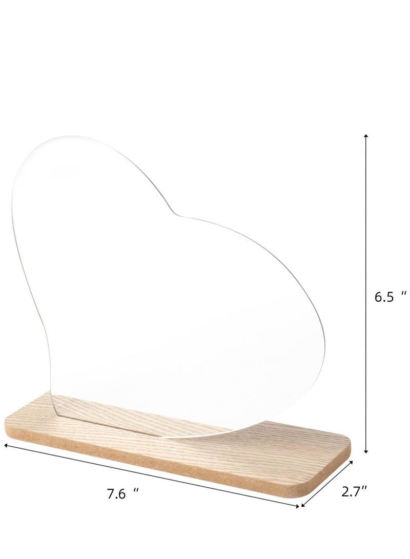 KASTWAVE Irregular Aesthetic Vanity Frameless Heart Mirror Concise Style Room Décor Desktop Frameless Mirror Acrylic Mirrors with Wooden Stand and Cute Stickers for Bedroom Living Room - Image 4