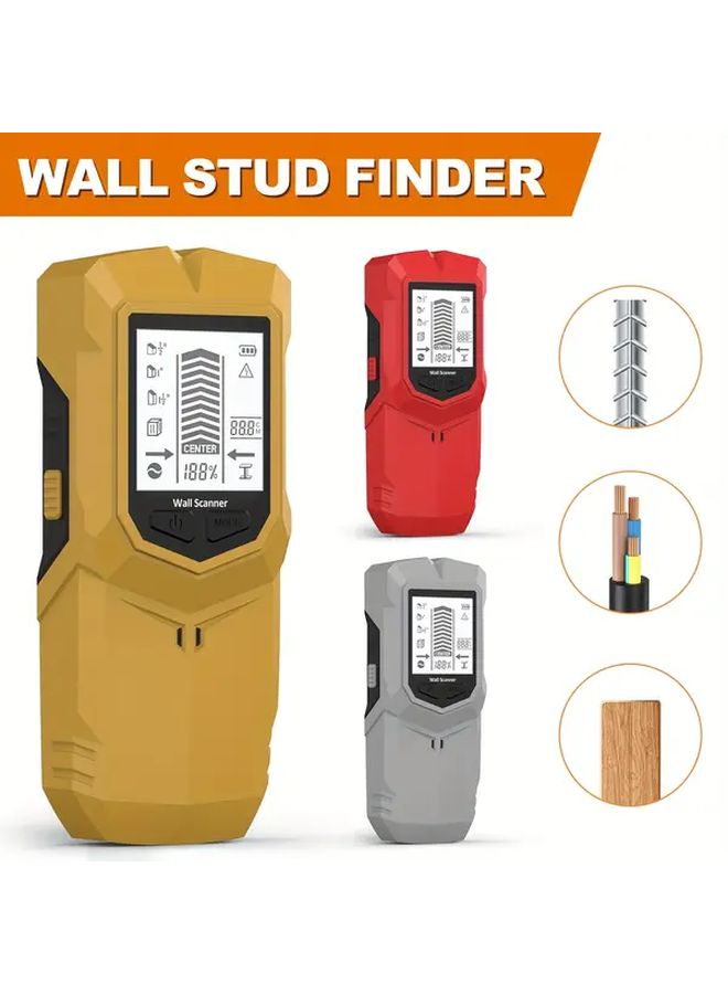 Red 6 In 1 Wall Metal Detector Digital Display Battery Powered Heavy Duty Construction - Image 1