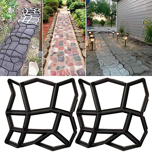 VanSmaGo Concrete Molds and Forms,Walk Path Maker Walkway Stone Molding Paving Pavement Stepping Stone Outdoor Paver Cement Mold for Patio, Lawn & Garden (2 Packs 13 x 13 x 1.4 inch) - Image 1
