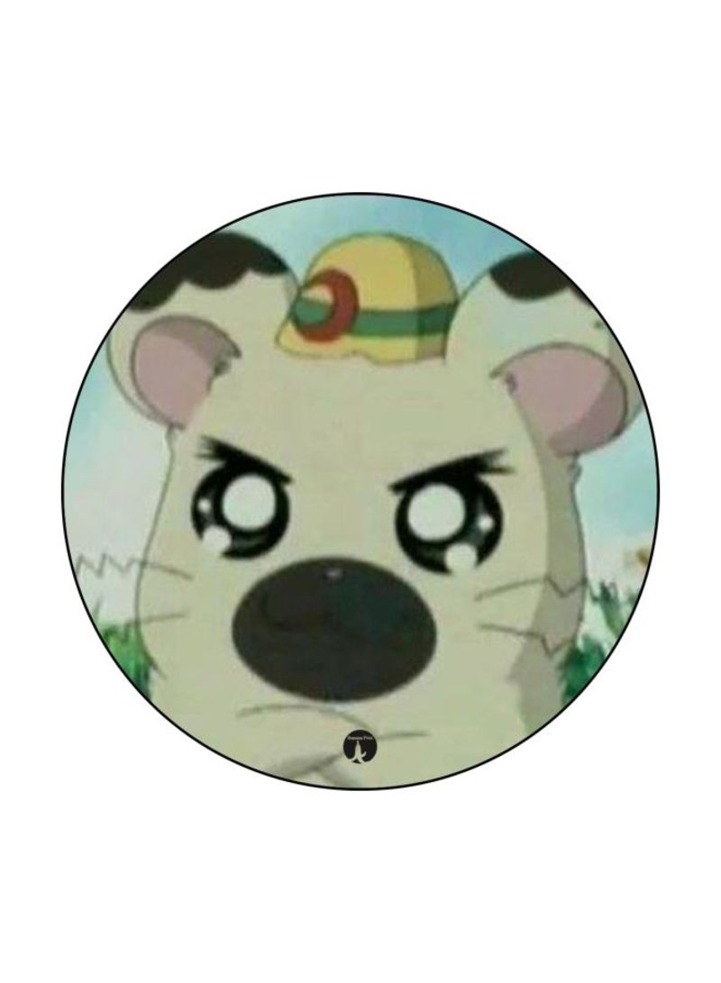 Anime Hamtaro Theme Printed Mouse Pad  Grey/Yellow/Green